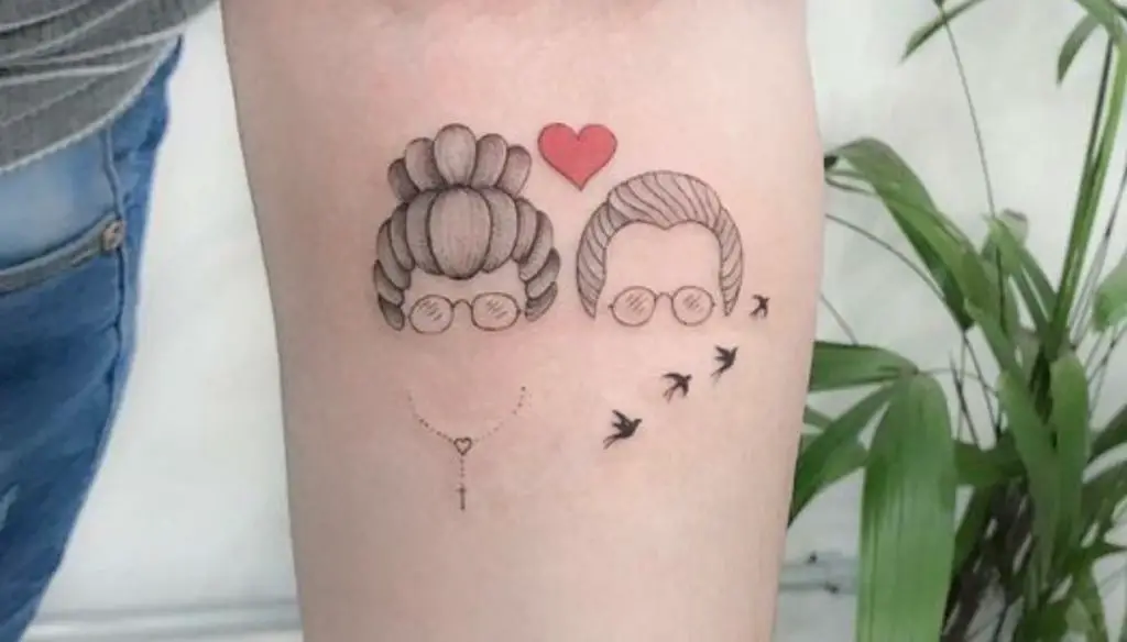 tatuaggi nonni con ritratto di coppia